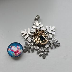 Silver Snowflake Pendant with Gold Accents